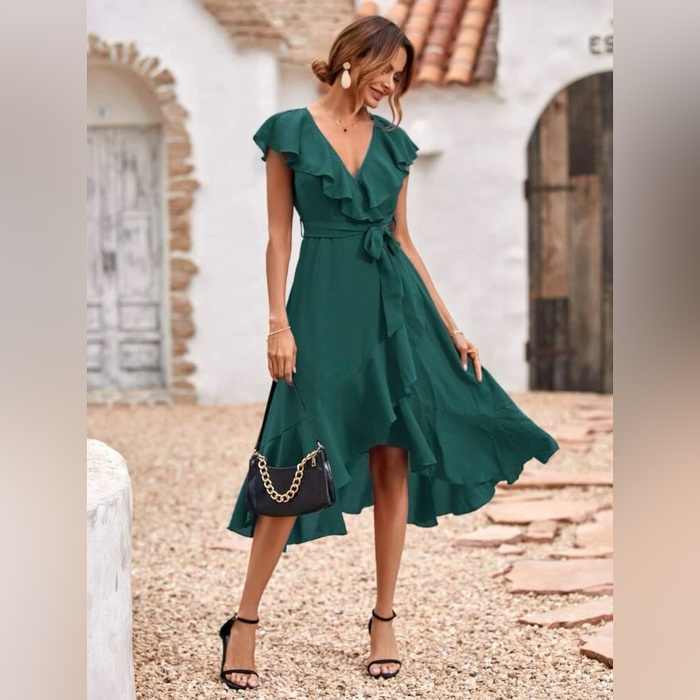 SHEIN Green Ruffle Maxi Dress